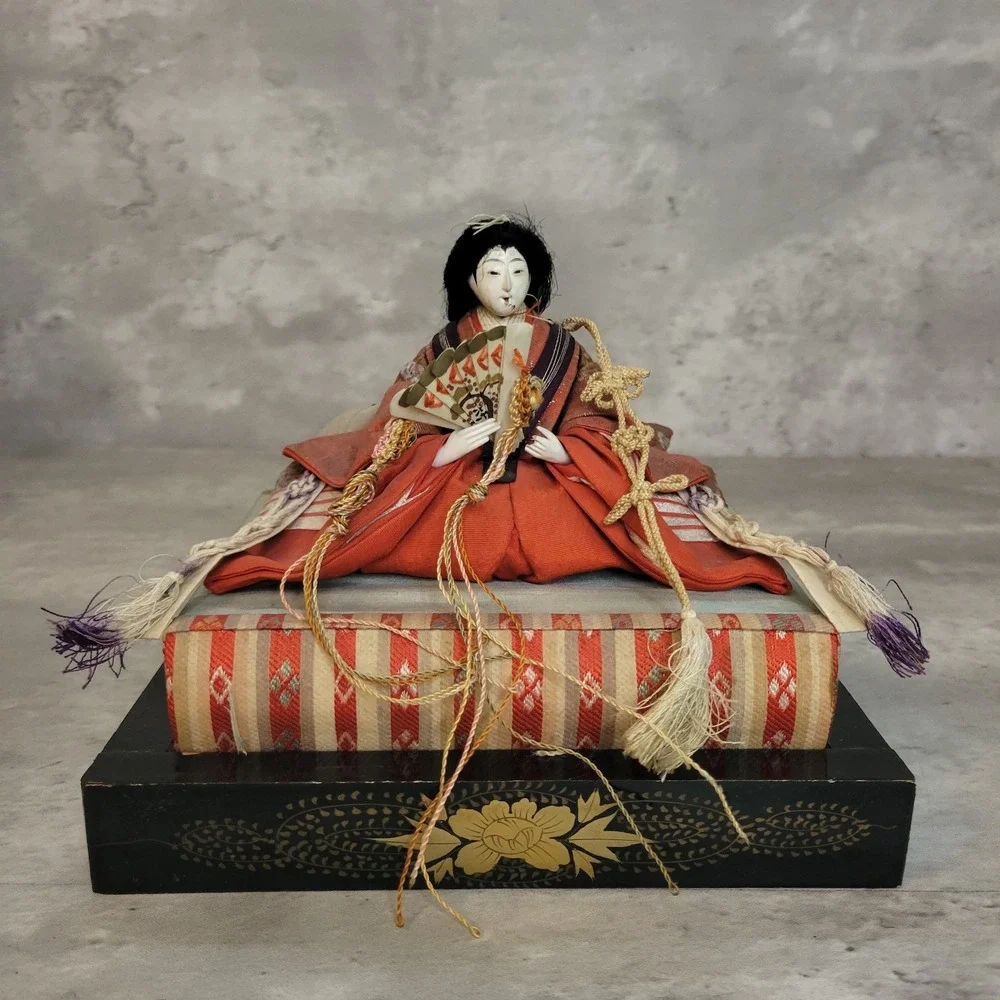 Vintage Japanese‎ Hina Doll Figurine Display Case Antique Decoration